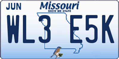 MO license plate WL3E5K
