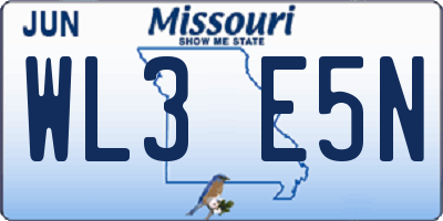 MO license plate WL3E5N