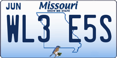 MO license plate WL3E5S