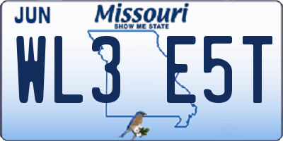 MO license plate WL3E5T