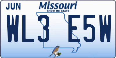 MO license plate WL3E5W