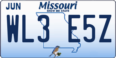 MO license plate WL3E5Z