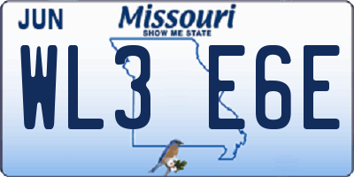 MO license plate WL3E6E
