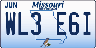 MO license plate WL3E6I