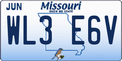 MO license plate WL3E6V