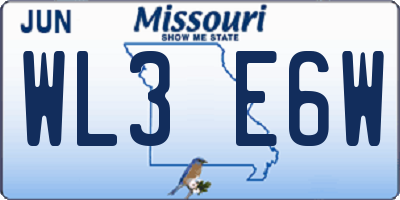 MO license plate WL3E6W