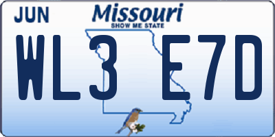 MO license plate WL3E7D