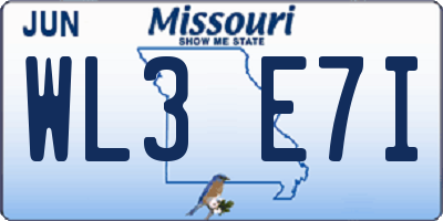 MO license plate WL3E7I