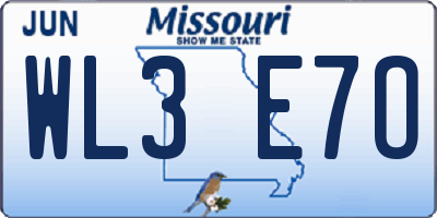 MO license plate WL3E7O
