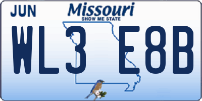 MO license plate WL3E8B