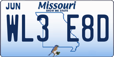MO license plate WL3E8D