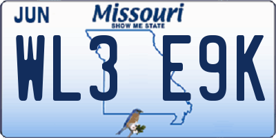 MO license plate WL3E9K