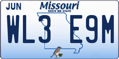 MO license plate WL3E9M