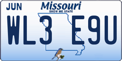 MO license plate WL3E9U