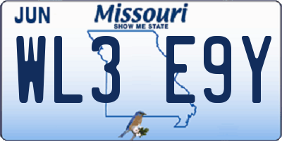 MO license plate WL3E9Y