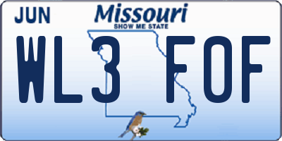 MO license plate WL3F0F