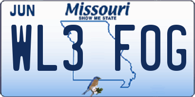 MO license plate WL3F0G