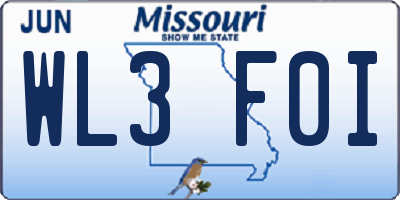 MO license plate WL3F0I
