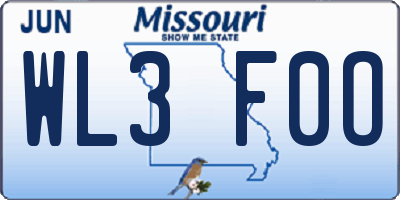 MO license plate WL3F0O