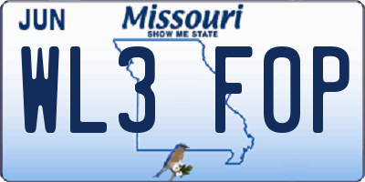 MO license plate WL3F0P