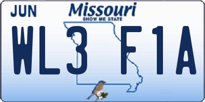 MO license plate WL3F1A