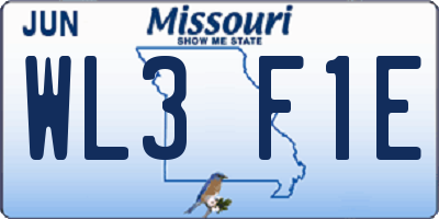 MO license plate WL3F1E