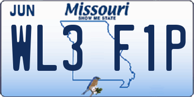 MO license plate WL3F1P
