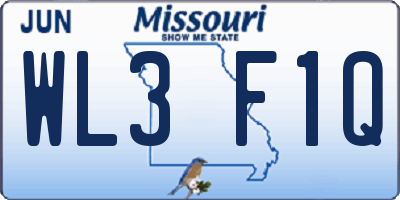 MO license plate WL3F1Q