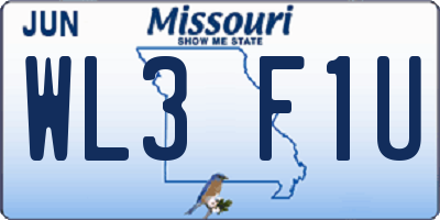 MO license plate WL3F1U
