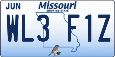 MO license plate WL3F1Z