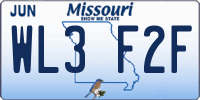 MO license plate WL3F2F