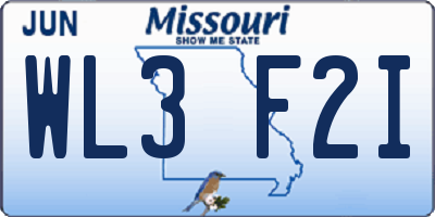 MO license plate WL3F2I