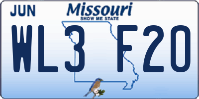 MO license plate WL3F2O