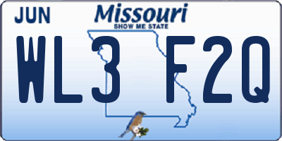MO license plate WL3F2Q