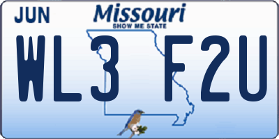 MO license plate WL3F2U