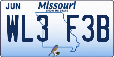 MO license plate WL3F3B