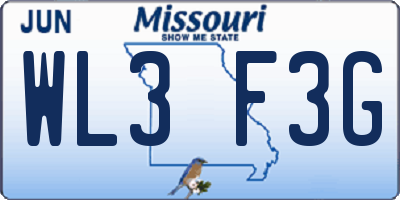 MO license plate WL3F3G