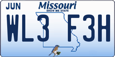 MO license plate WL3F3H