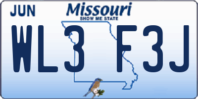 MO license plate WL3F3J