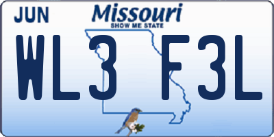 MO license plate WL3F3L
