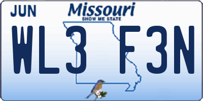MO license plate WL3F3N