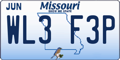 MO license plate WL3F3P