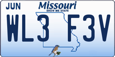 MO license plate WL3F3V