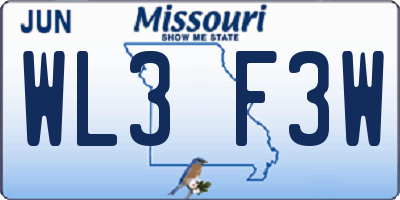 MO license plate WL3F3W