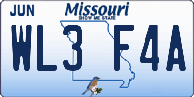 MO license plate WL3F4A