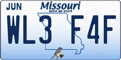 MO license plate WL3F4F