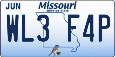 MO license plate WL3F4P