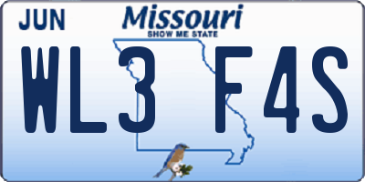 MO license plate WL3F4S