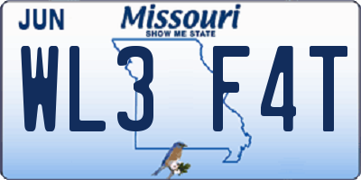 MO license plate WL3F4T