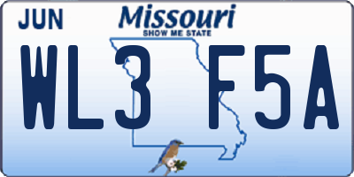 MO license plate WL3F5A